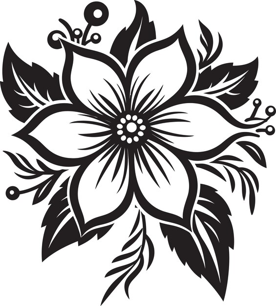 Vecteur Élément de fleur singulier icône noire détail artistique vecteur de fleur vecteur détail monotone