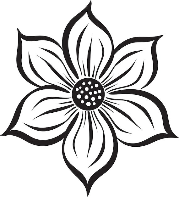 Élément de floraison gracieux Logo monochrome Symbolisme du pétale singulier Art iconique