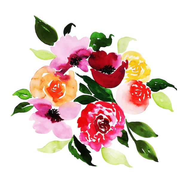 Élément Floral Printanier Aquarelle