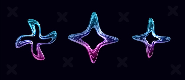 Élément de forme métallique chrome 3d pour la conception dans le style Y2K Surface métallique en gradient