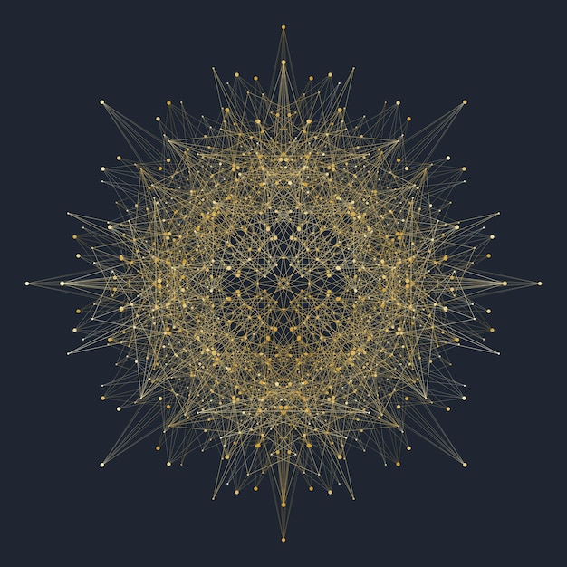 Élément fractal avec des lignes et des points composés Communication graphique abstraite de fond