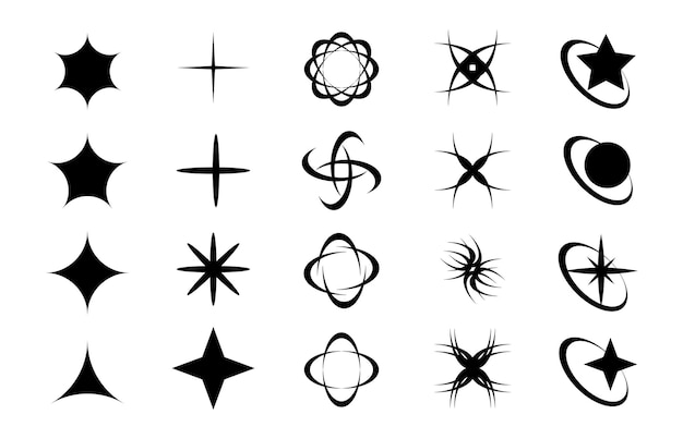 Élément futuriste rétro pour la conception Collection de symboles et d'objets géométriques graphiques abstraits dans le style y2k Modèle pour bannières autocollants cartes de visite