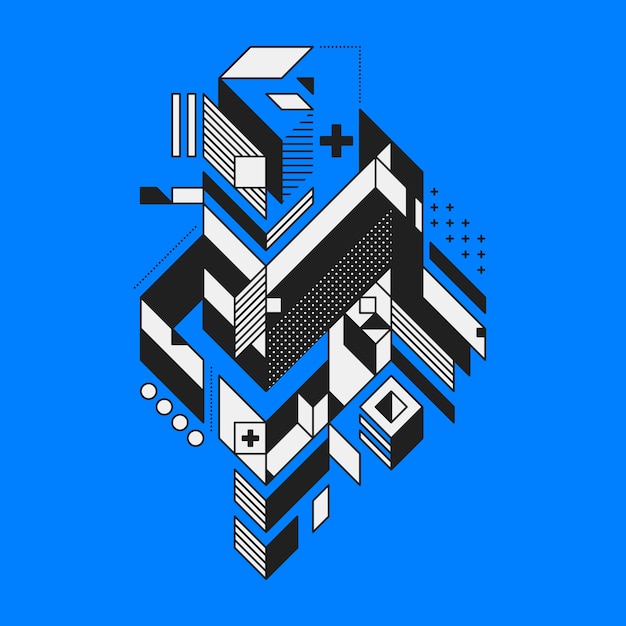 Élément géométrique abstrait sur fond bleu. Style de futurisme et de constructivisme. Utile en imprimés ou en affiches.