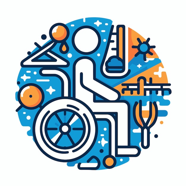 Vecteur Élément d'icône d'illustration vectorielle de la journée de sensibilisation aux personnes handicapées