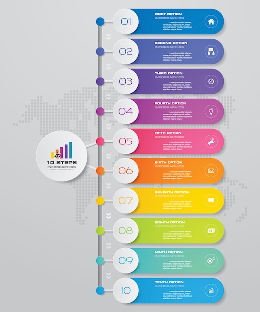 Vecteur Élément d'infographie en 10 étapes.