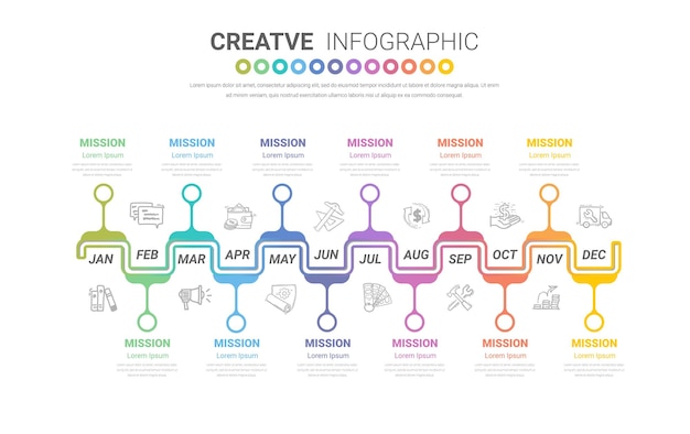 Vecteur Élément d'infographie avec 12 mois