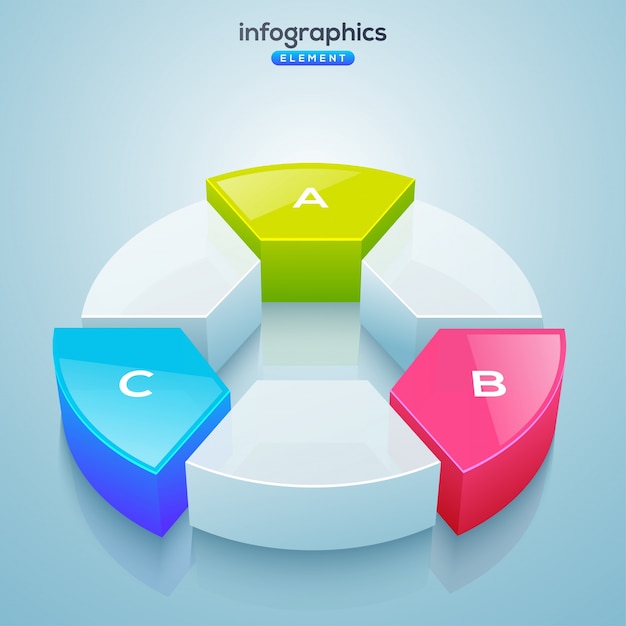 Élément D'infographie 3d, Ou Graphique Avec Trois (3) étapes.