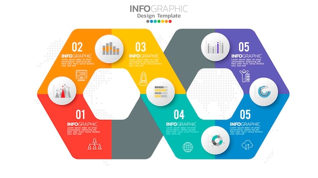 Élément D'infographie 6 étapes Avec Diagramme Numérique Et Graphique, Conception De Graphique D'entreprise.