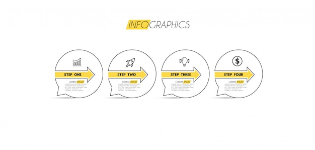 Élément D'infographie Avec Des Icônes Et 4 Options Ou étapes