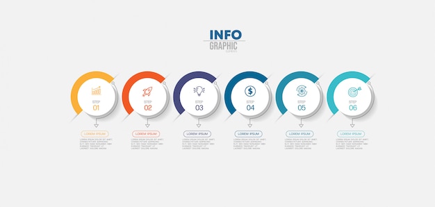 Élément D'infographie Avec Des Icônes Et 6 Options Ou étapes.