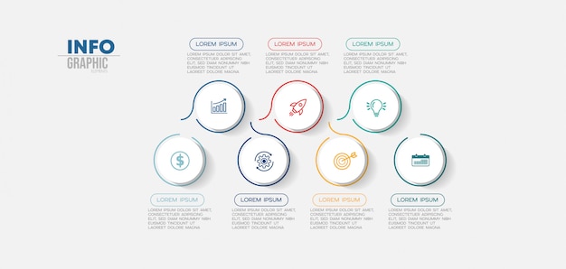 Élément d'infographie avec icônes et 6 options ou étapes.