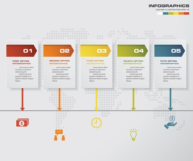 Élément Infographique De Chronologie à 5 étapes.