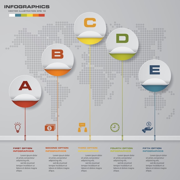 Élément Infographique De Chronologie à 5 étapes.