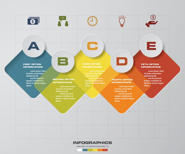 Élément Infographique De Chronologie De 5 étapes.