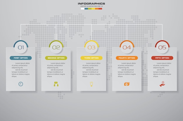 Élément Infographique De Chronologie à 5 étapes.