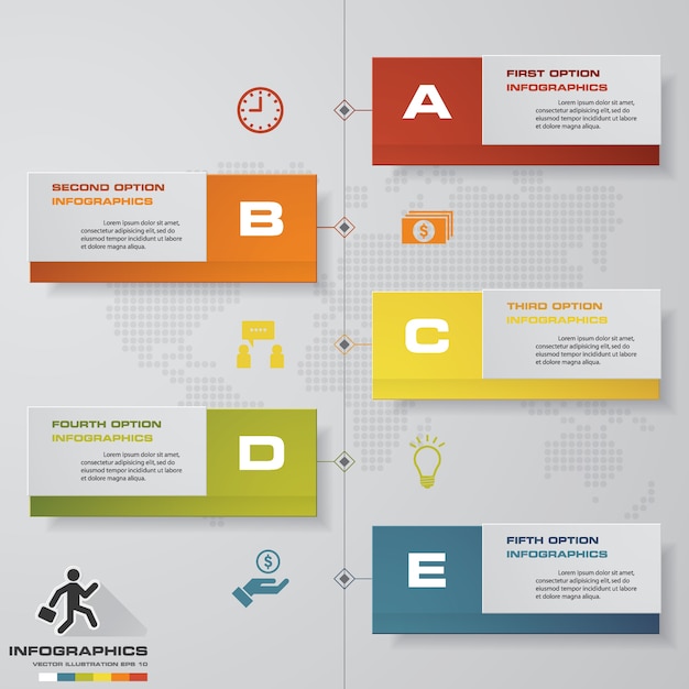 Élément Infographique De Chronologie à 5 étapes.