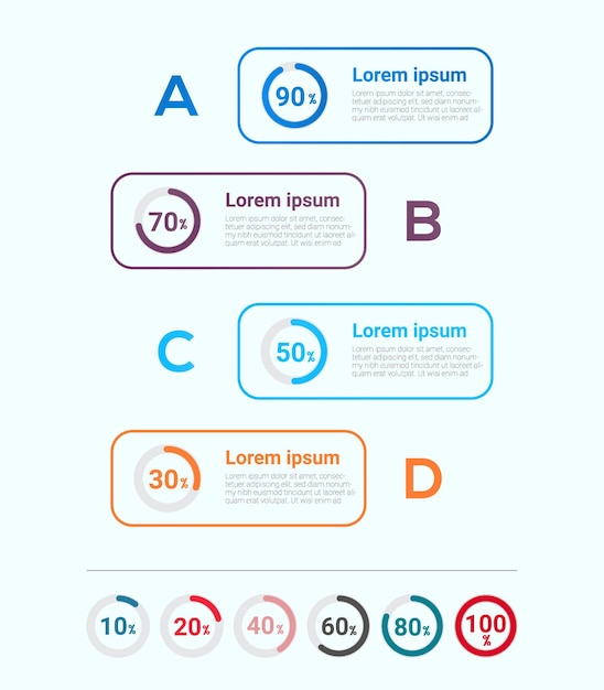 Vecteur Élément infographique coloré avec des pourcentages