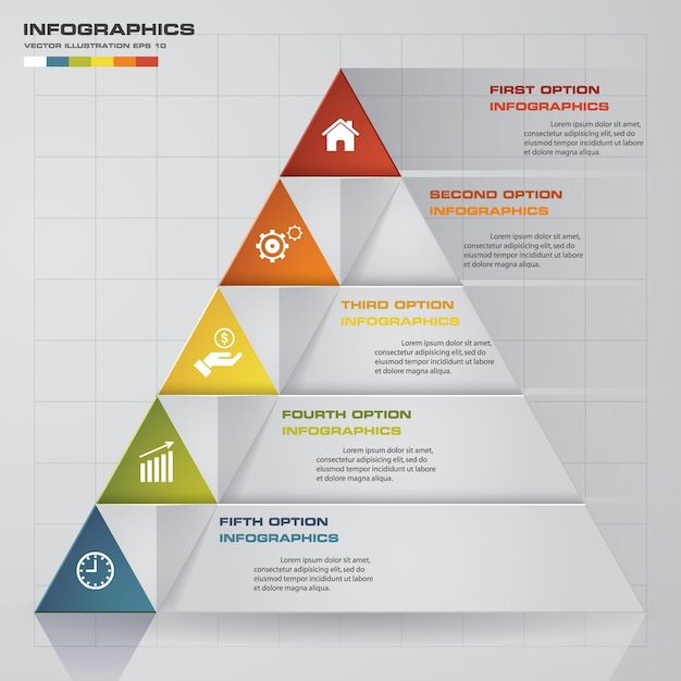 Élément Infographique Pyramidal En 5 étapes Pour La Présentation Des Données.