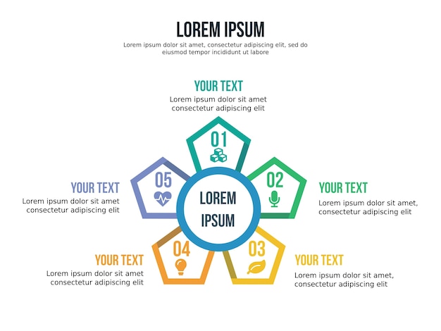 Élément Infographique De Sphère Pentagonale De Cinq étapes