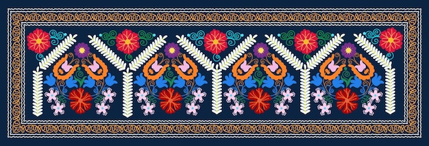 Vecteur Élément intérieur de maison ouzbek tapis traditionnel de style rétro produit textile