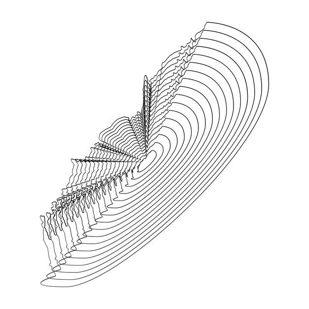 Vecteur Élément de lignes ondulées abstraites modèle d'onde de particules en flux courbe 3d demi-tone