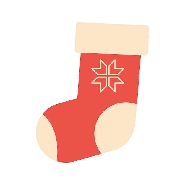 Élément De Noël Traditionnel Chaussette Rouge De Noël Pour L'icône De Vecteur De Cadeau Vacances D'hiver Illustration Vectorielle Plane