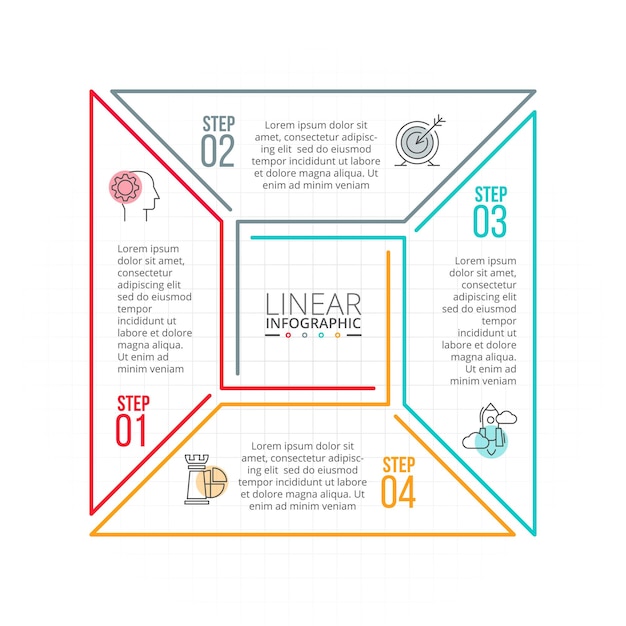 Élément Plat En Ligne Mince Pour Infographie Modèle De Diagramme 4 Options Pièces étapes Ou Processus