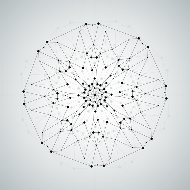 Vecteur Élément polygonal de maillage filaire, illustration de la technologie abstraite