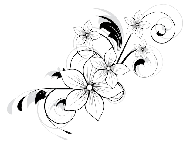 Vecteur Élément de ressort floral avec des tourbillons illustration vectorielle abstraite avec arrière-plan