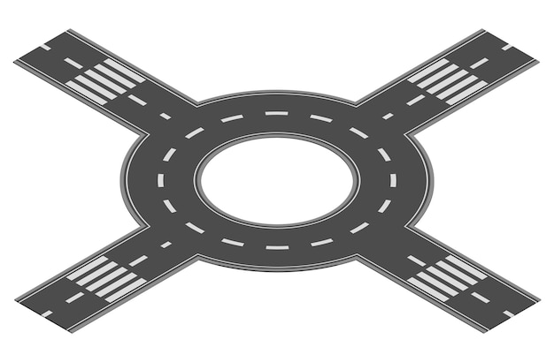 Vecteur Élément de route isométrique pour la création de trafic sur la carte des rues de la ville sur l'autoroute partie asphaltée de la route ou de l'itinéraire avec croix et jonction