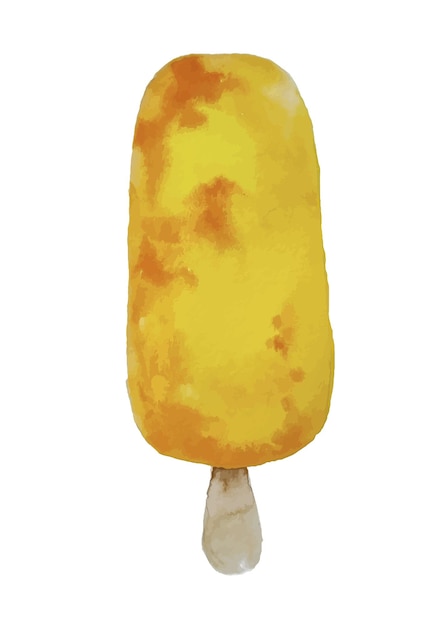 Vecteur Élément de vecteur aquarelle banane jaune clipart de crème glacée dessinés à la main