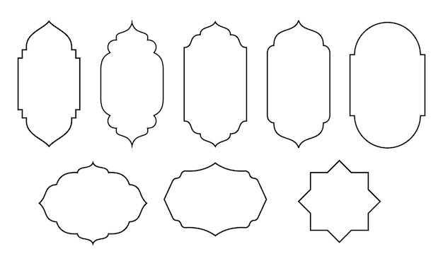 Vecteur Élément vectoriel du modèle de conception de la bordure et du cadre de style islamique