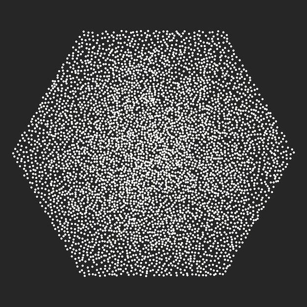 Élément vectoriel de style rétro hexagone blanc sur fond sombre avec une texture grunge bruyante Dessin