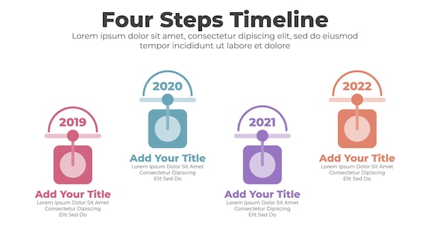 Vecteur Éléments abstraits du graphique et du diagramme chronologique avec infographie en 4 étapes