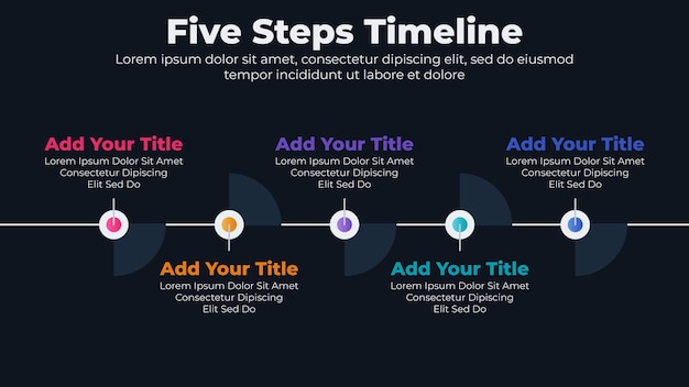 Vecteur Éléments abstraits du graphique et du diagramme chronologique avec infographie en 5 étapes