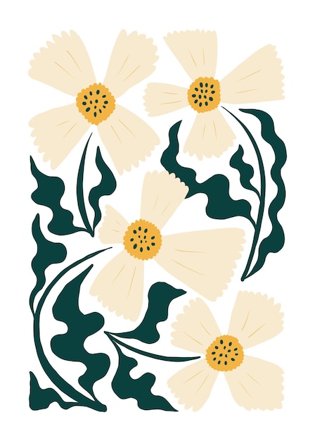 Éléments abstraits floraux Composition botanique Style minimal moderne et tendance de Matisse