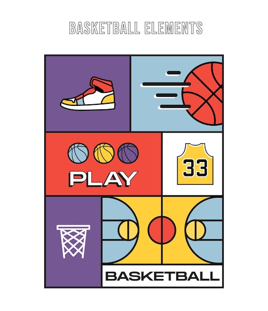 Vecteur eléments de basket-ball