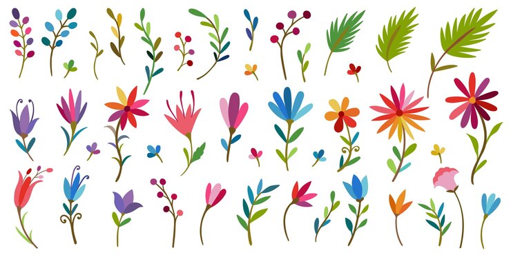 Vecteur éléments de broderie traditionnelle mexicaine de style otomi
