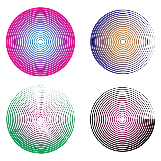 Éléments de cercle concentrique espacés anneaux de cercle concentré ligne d'onde sonore dans un concept de cercle