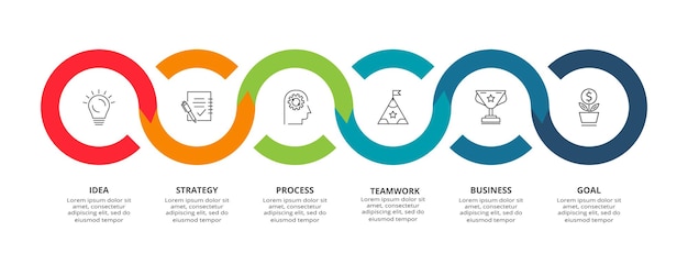 Éléments Circulaires Du Diagramme Graphique Avec 6 étapes Options Pièces Ou Processus Modèle De Présentation Infographique