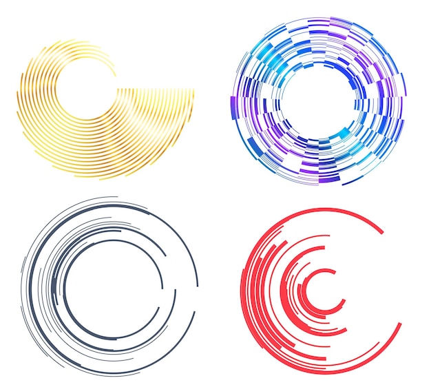 Éléments de conception Anneau cercle cadre élégant frontière Résumé élément logo circulaire sur fond blanc isolé