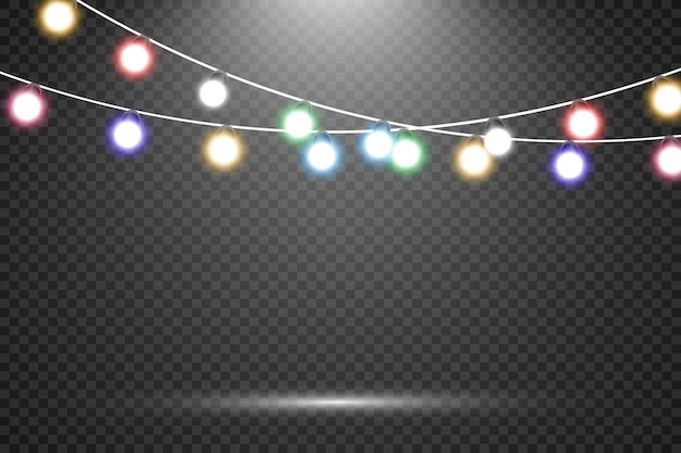 Éléments de conception de belles lumières lumineuses de Noël Lumières rougeoyantes pour la conception de la carte de voeux de Noël