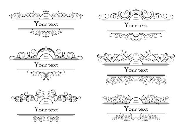 Éléments De Conception Calligraphique Tourbillons Décoratifs Ou Défile Des Cadres Vintage Fleurissent Des étiquettes