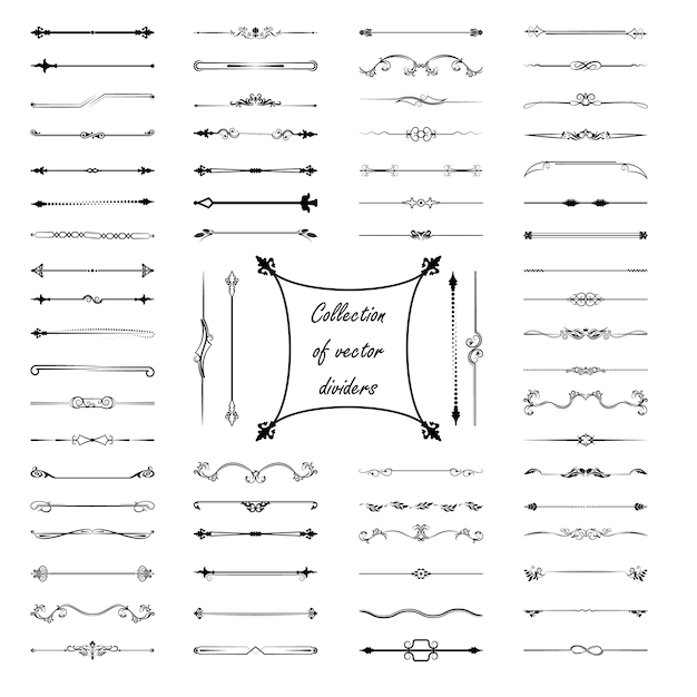 Éléments De Conception Calligraphiques. Diviseurs, Cadres De Différentes Formes