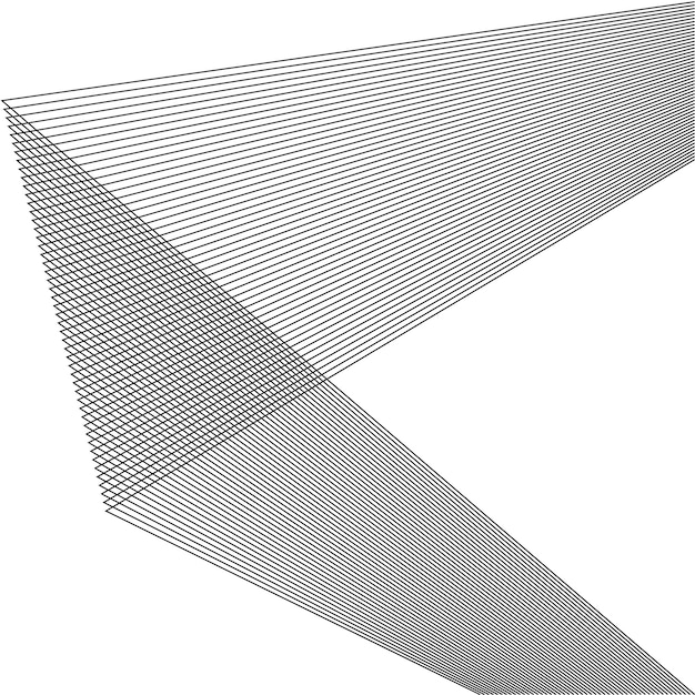 Éléments de conception Des coins pointus incurvés ondulent de nombreuses lignes Bandes brisées verticales abstraites sur fond blanc isolé Dessin au trait créatif Illustration vectorielle EPS 10 Ligne noire créée à l'aide de l'outil de fusion