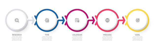 Éléments De Conception Créative De Modèle D'infographie D'entreprise Avec 5 étapes Ou Options