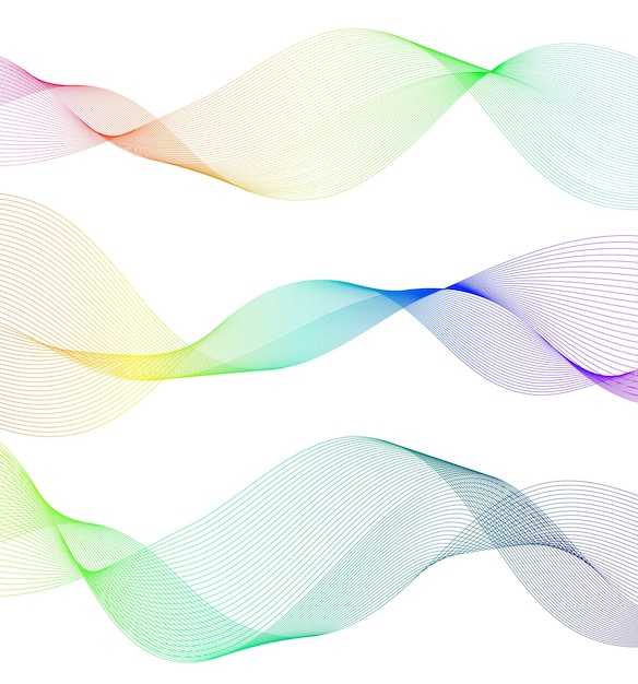 Éléments de conception Lignes de couleurs de vague sur fond blanc isolé11
