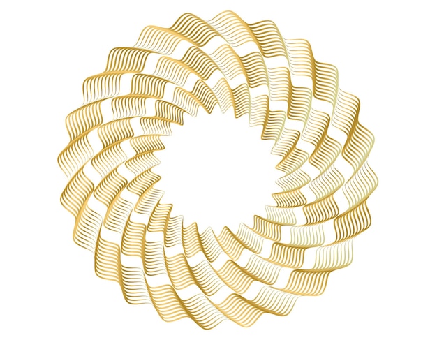 Des éléments de conception ondulés de nombreuses lignes étincelantes forme ondulée brillante de cercle abstrait sur un fond blanc isolé Art de ligne créatif Illustration vectorielle EPS 10 style art déco pour invitation de mariage