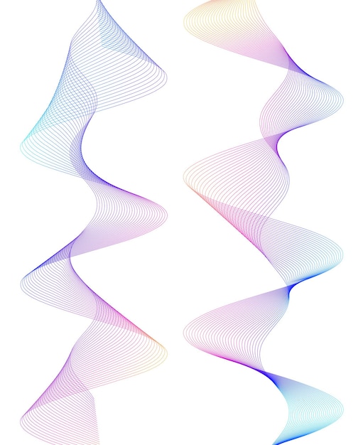 Éléments de conception Vague de nombreuses lignes Bandes ondulées verticales abstraites sur fond blanc isolé Dessin au trait créatif Illustration vectorielle EPS 10 Vagues colorées avec des lignes créées à l'aide de l'outil de fusion