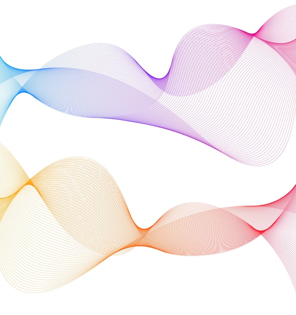 Éléments de conception Vague de nombreuses lignes de couleur Bandes ondulées verticales abstraites sur fond blanc isolé Dessin au trait créatif